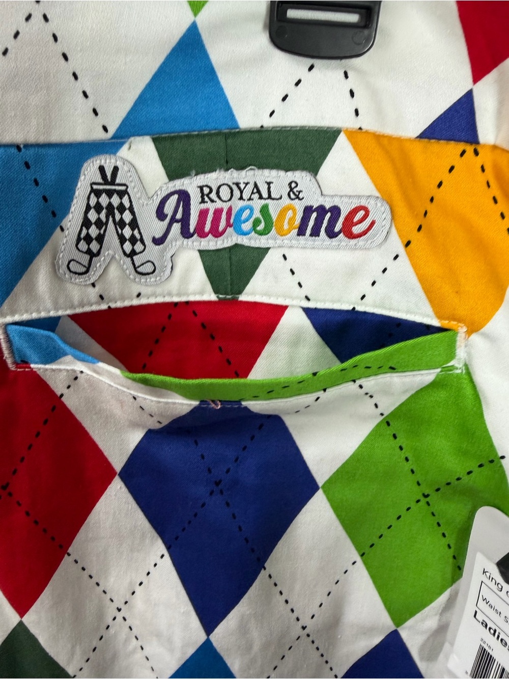 Royal and Awesome Argyle Pattern Multicolor Cotton Blend Women's Skort - Picture 5 of 7